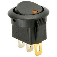 Main product image for SPST Automotive Round Rocker Switch w/Amber LED 12V 060-768